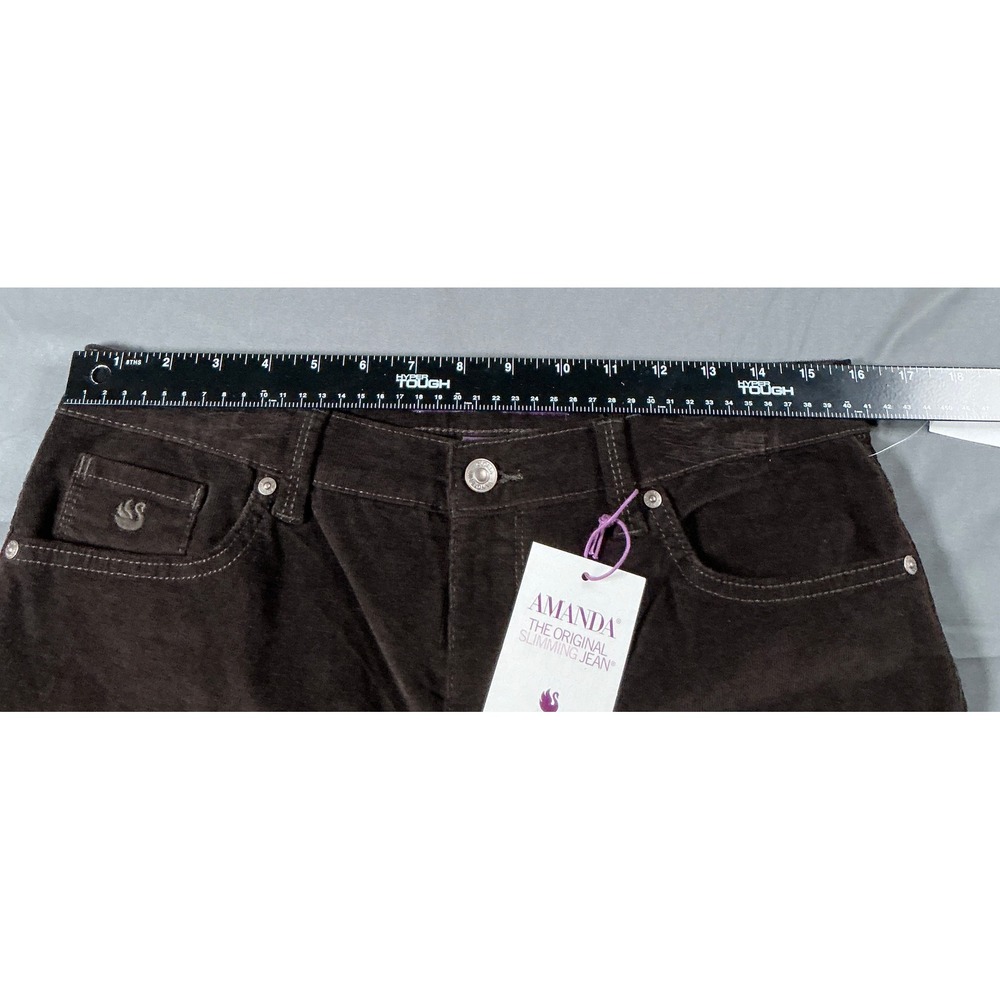 Gloria Vanderbilt Amanda Corduroy Slimming Jeans Brown Tapered Leg Womens 10 Avg - Picture 2 of 11